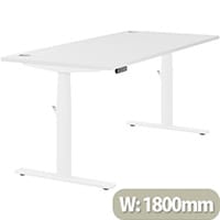 LEAP Electric Dual Motor Height Adjustable Rectangular Sit Stand Desk Portal Top W1800xD800xH620-1270mm White Top White Frame