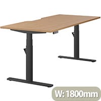 LEAP Electric Height Adjustable Rectangular Sit Stand Desk Dual Purpose Reversible Scallop Top W1800xD800xH620-1270mm Beech Top Black Frame