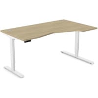 LEAP Electric Dual Motor Height Adjustable Ergonomic Shaped Right Hand K Top Sit Stand Desk with Portals W1600xD1000xH620-1270mm Urban Oak Top White Frame