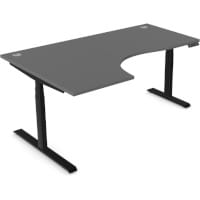 LEAP Electric Height Adjustable Radial Left Hand Sit Stand Desk Portal Top W1800xD1200/800xH620-1270mm Graphite Top Black Frame