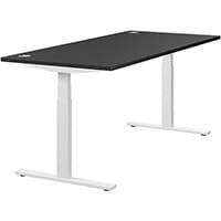 LEAP Electric Dual Motor Height Adjustable Rectangular Sit Stand Desk Portal Top W1800xD800xH620-1270mm Graphite Top White Frame