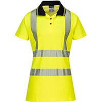 Portwest LW72 Hi-Vis Women's Cotton Comfort Pro Polo Shirt S/S Yellow/Black Size XXL Regular Fit