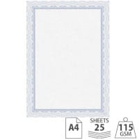 DECAdry A4 Blue Bordered Certificate Paper 115gsm Pack of 25 Sheets