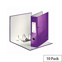 Leitz 180 Wow 80mm Purple A4 Lever Arch File Pack of 10