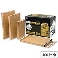 New Guardian Gusset Envelopes 381x254x25mm 130gsm Manilla Peel and Seal Pack of 100