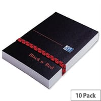 Black n Red 105x74mm Unruled Polynote Book Casebound 192 Pages Pack 10