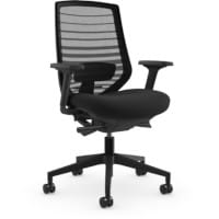 X.77 Black Ergonomic Mesh Office Chair with Adjustable Lumbar Support - Breathable Backrest - Slideable Seat & 4 Different Back Locking Positions - Ideal for Home or Corporate Office Use