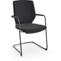 Y.88 Boardroom & Meeting Room Cantilever Chair with Arms Black Frame, Black Fabric with Seat Slide