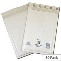Mail Lite Bubble Lined Size LL 230x330mm White Postal Bags Pack of 50