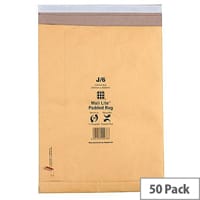 Mail Lite Padded Postal Bags Size K/7 365x476mm Gold Pack of 50