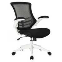 Deluxe Executive High Back Mesh Office Chair - Fold-Up Armrests - Tilt Back - Adjustable Padded Seat - White Frame - Ergonomic Comfort for Workspaces