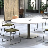 Mono Giant Meeting Table White Round Top And Olive Base