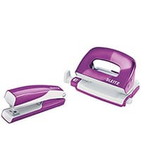 Leitz WOW Mini Stapler and Hole Punch Set Purple