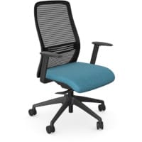 NV Ergonomic Posture Office Chair - Contoured Breathable Mesh Back - Adjustable Lumbar Support - Black Frame - Light Blue Seat