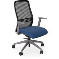 NV Ergonomic Posture Office Chair - Contoured Breathable Mesh Back - Adjustable Lumbar Support - Grey Frame - Navy Blue Seat