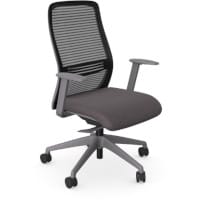 NV Ergonomic Posture Office Chair - Contoured Breathable Mesh Back - Adjustable Lumbar Support - Grey Frame - Grey Seat