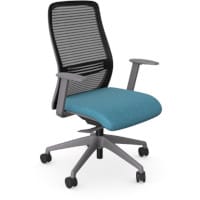 NV Ergonomic Posture Office Chair - Contoured Breathable Mesh Back - Adjustable Lumbar Support - Grey Frame - Light Blue Seat