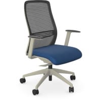 NV Ergonomic Posture Office Chair - Contoured Breathable Mesh Back - Adjustable Lumbar Support - White Frame - Navy Blue Seat