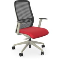 NV Ergonomic Posture Office Chair - Contoured Breathable Mesh Back - Adjustable Lumbar Support - White Frame - Red Seat