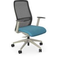 NV Ergonomic Posture Office Chair - Contoured Breathable Mesh Back - Adjustable Lumbar Support - White Frame - Light Blue Seat