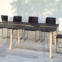 Nova Wood Meeting Table Grey Hpl Phoenix Top Grey Edge Ash Stained Light Grey Insert With Ash Stained Black Wooden Legs