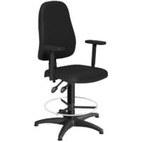 OA Series High Back Draughtsman Chair Black Vinyl with Height Adjustable Arms 535-665mm High Base with Chrome Footring & Glides