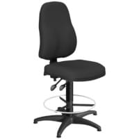 OA Series High Back Draughtsman Chair Black Fabric 535-665mm High Base with Chrome Footring & Glides