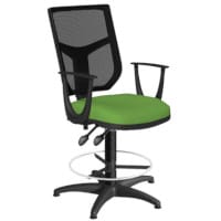 OA Series Draughtsman Chair with Adjustable Black Mesh Back Fixed Arms & Bespoke Camira Blazer Wool Seat 535-665mm High Base with Chrome Footring & Glides