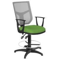 OA Series Draughtsman Chair with Adjustable Grey Mesh Back Fixed Arms & Bespoke Camira Blazer Wool Seat 535-665mm High Base with Chrome Footring & Glides