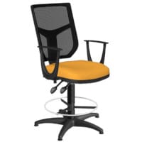 OA Series Draughtsman Chair with Adjustable Black Mesh Back Fixed Arms & Bespoke Camira Xtreme Fabric Seat 535-665mm High Base with Chrome Footring & Glides