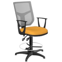 OA Series Draughtsman Chair with Adjustable Grey Mesh Back Fixed Arms & Bespoke Camira Xtreme Fabric Seat 535-665mm High Base with Chrome Footring & Glides