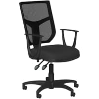 OA Series Mesh Back Office Chair with Adjustable Black Mesh Back Fixed Arms & Black Evert Fabric Seat