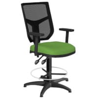 OA Series Draughtsman Chair with Adjustable Black Mesh Back Adjustable Arms & Bespoke Camira Blazer Wool Seat 535-665mm High Base with Chrome Footring & Glides