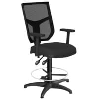 OA Series Draughtsman Chair with Adjustable Black Mesh Back Adjustable Arms & Black Evert Fabric Seat 535-665mm High Base with Chrome Footring & Glides