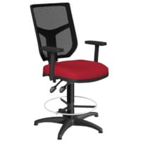 OA Series Draughtsman Chair with Adjustable Black Mesh Back Adjustable Arms & Bespoke Evert Fabric Seat 535-665mm High Base with Chrome Footring & Glides