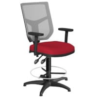 OA Series Draughtsman Chair with Adjustable Grey Mesh Back Adjustable Arms & Bespoke Evert Fabric Seat 535-665mm High Base with Chrome Footring & Glides