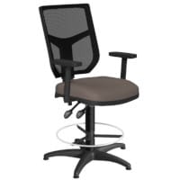 OA Series Draughtsman Chair with Adjustable Black Mesh Back Adjustable Arms & Bespoke Lotus PU Seat 535-665mm High Base with Chrome Footring & Glides
