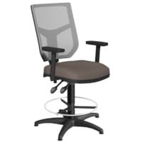 OA Series Draughtsman Chair with Adjustable Grey Mesh Back Adjustable Arms & Bespoke Lotus PU Seat 535-665mm High Base with Chrome Footring & Glides