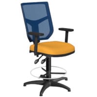 OA Series Draughtsman Chair with Adjustable Blue Mesh Back Adjustable Arms & Bespoke Camira Xtreme Fabric Seat 535-665mm High Base with Chrome Footring & Glides