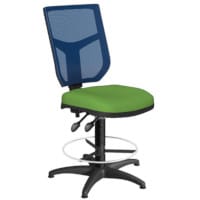 OA Series Draughtsman Chair with Adjustable Blue Mesh Back & Bespoke Camira Blazer Wool Seat 535-665mm High Base with Chrome Footring & Glides