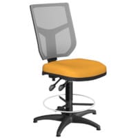 OA Series Draughtsman Chair with Adjustable Grey Mesh Back Bespoke Camira Xtreme Fabric Seat 535-665mm High Base with Chrome Footring & Glides