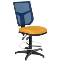 OA Series Draughtsman Chair with Adjustable Blue Mesh Back Bespoke Camira Xtreme Fabric Seat 535-665mm High Base with Chrome Footring & Glides