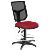 OA Series Draughtsman Chair with Adjustable Black Mesh Back & Bespoke Evert Fabric Seat 535-665mm High Base with Chrome Footring & Glides