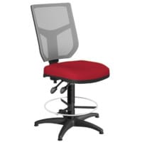 OA Series Draughtsman Chair with Adjustable Grey Mesh Back & Bespoke Evert Fabric Seat 535-665mm High Base with Chrome Footring & Glides