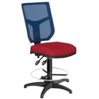 OA Series Draughtsman Chair with Adjustable Blue Mesh Back & Bespoke Evert Fabric Seat 535-665mm High Base with Chrome Footring & Glides