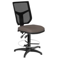 OA Series Draughtsman Chair with Adjustable Black Mesh Back & Bespoke Lotus PU Seat 535-665mm High Base with Chrome Footring & Glides
