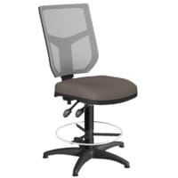 OA Series Draughtsman Chair with Adjustable Grey Mesh Back & Bespoke Lotus PU Seat 535-665mm High Base with Chrome Footring & Glides