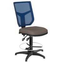 OA Series Draughtsman Chair with Adjustable Blue Mesh Back & Bespoke Lotus PU Seat 535-665mm High Base with Chrome Footring & Glides