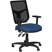 OA Series Mesh Back Office Chair with Adjustable Black Mesh Back Adjustable Arms & Dark Blue Evert Fabric Seat