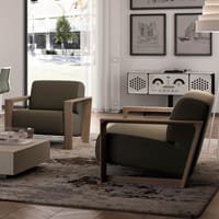 Arco Armchair With Elm varnished Ash Frame And Eco Leather Verde Scur Colour